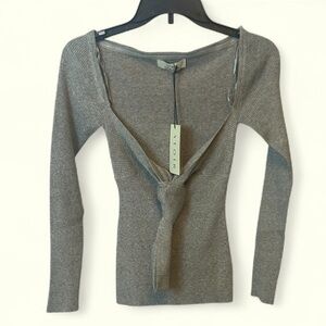 Atoir New grey ribbed Rae top lightweight knit halter top size US 4 sexy chic